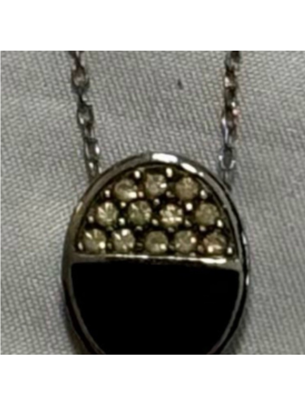 Givenchy Gold and Black Crystal Oval Pendant Necklace